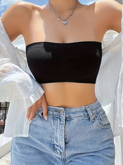5pcs Strapless Bandeau Bras Comfy & Breathable Stretch Bra Women's Lingerie