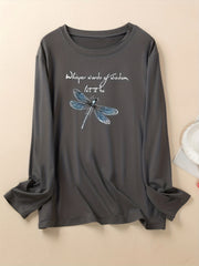 Dragonfly Print Long Sleeve Pajama Top