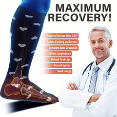 3 Pairs Plus Size Knee High Copper Compression Socks for Adult Sports