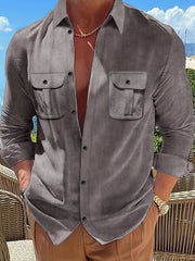 Men's Casual Long Sleeve Shirt With Chest Pocket