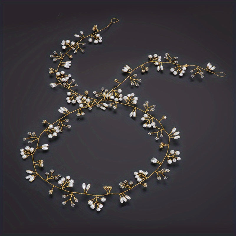 Bridal Pearl Braided Hairband Wedding Dress Accessories