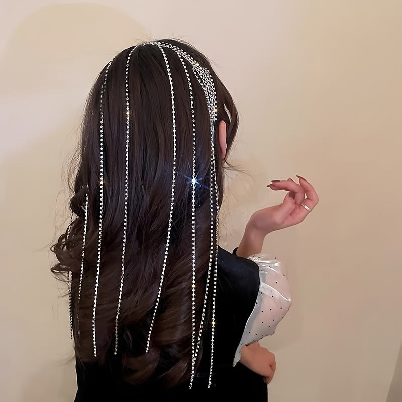 Long Tassel Rhinestone Hair Hoop Fairy Flash Head Hoop