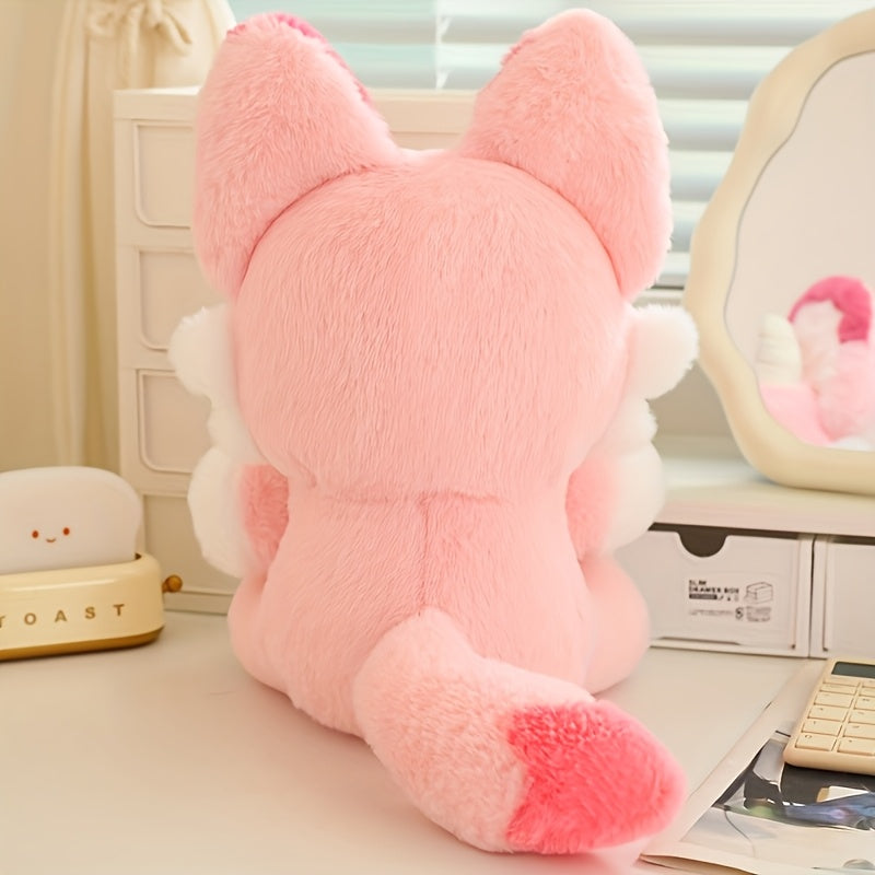 Devil Fox Plush Toy Soft Pink Stuffed Animal with Companion Bedtime & Home Decor