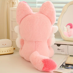 Devil Fox Plush Toy Soft Pink Stuffed Animal with Companion Bedtime & Home Decor