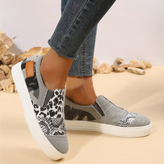 Colorblock Canvas Lace Up Flat Sneakers for Women