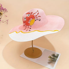 Hand Painted Sun Hat Wide Brim Sea Beach Graffiti Straw Hat
