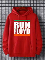 Men's Letter Print Hooded Sweatshirt Drawstrings