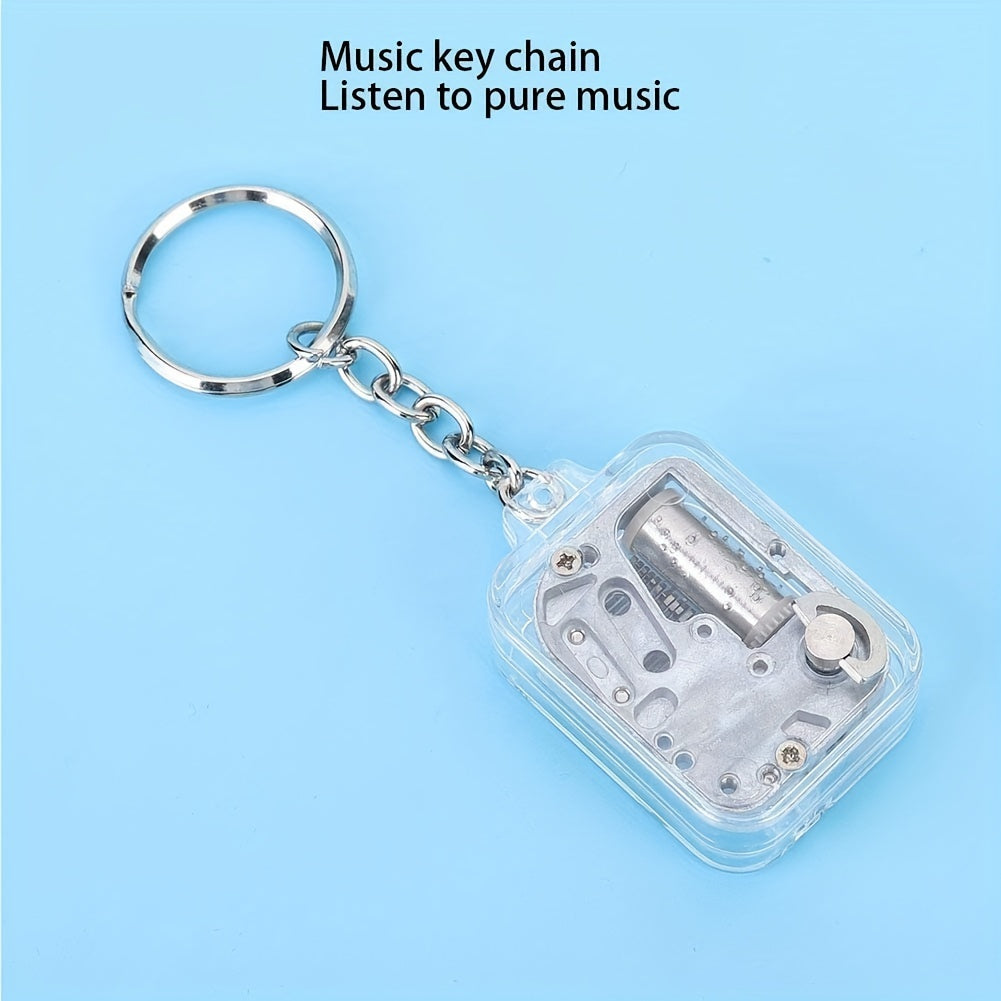 Mini Music Box Keyring Acrylic Travel Key Ring Purse Backpack Charm Gift