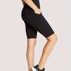 High Waist Yoga Biker Shorts With Pocket Running Fitness Shorts