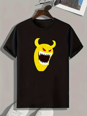 Monster Print Men's Sports T-shirt Graphic Tee for Fitness Activities