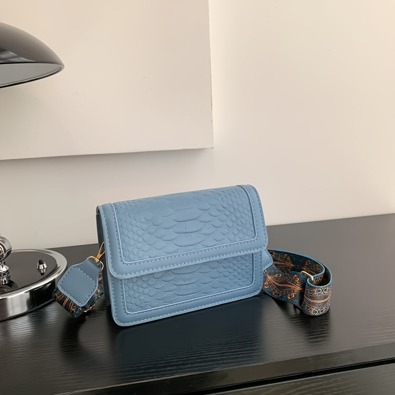 Textured Flap Square Bag Women's Casual Shoulder Bag