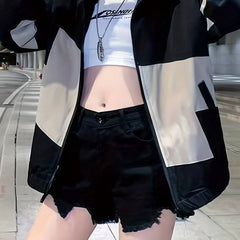 Women's Block Zip Up Jacket for Fall & Winter