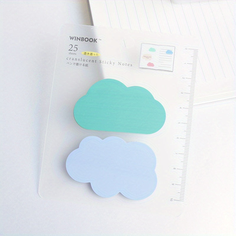 1pc 50 Pages PET Waterproof Cloud Sticky Notes Office Index Stickers