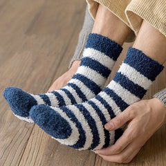 5 Pairs Fuzzy Slipper Socks Winter Cozy Warm Home Sleeping Socks