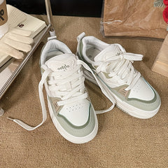 Women's Breathable Mesh Sneakers Lace Up Colorblock Shoes Platform