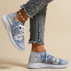 Women's Ink Print Mesh Sneakers Breathable Soft Sole Running Shoes
