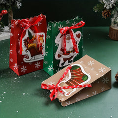 5pcs Christmas Gift Bags Creative Bow Snowflake Hand Candy Gift Bags