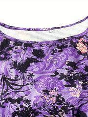 Casual Dress Women's Plus Floral Print Long Sleeve Dress