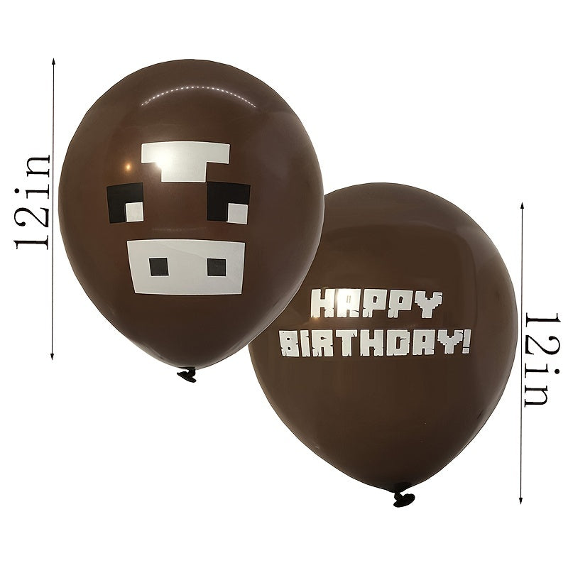24pcs Pixel Theme Balloons Gamer Birthday Party Supplies