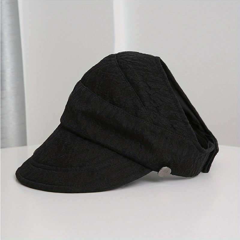 Backless Ponytail Sun Hat Lace Embossed UV Protection Travel Beach Hats