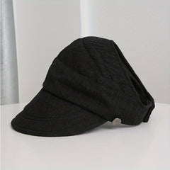 Backless Ponytail Sun Hat Lace Embossed UV Protection Travel Beach Hats