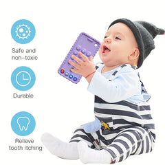 Purple Pink Phone Teether Baby Toy Silicone Anti Drop Mittens