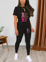 Women's Plus Ombre Letter Graphic Top & Leggings Set
