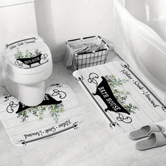 Rustic Flower Plant Bath Curtain Set - Eucalyptus Leaf Spring Theme