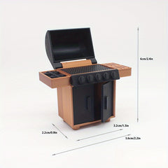 Realistic 1:12 Scale Barbecue Grill Model with Grill Grates & Wood Accents
