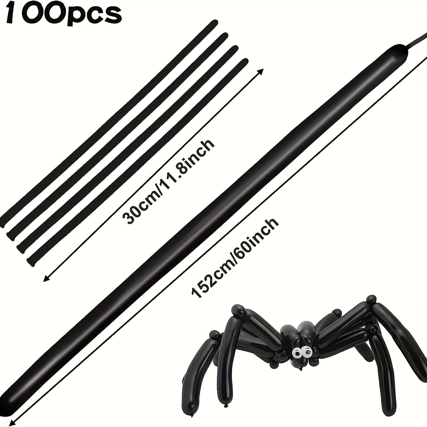 100pc Twisted Spider Latex Balloons for Halloween Decor