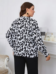 Leopard Print V Neck Blouse Plus Size