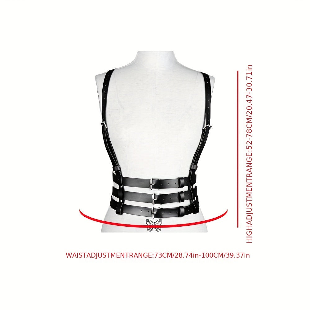 Punk Adjustable Harness Belt Rivet Waistband Sexy Chest Harness Suspenders