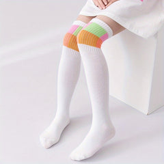 Girls Kids Knee High Socks Breathable Comfy Long Over The Knee Socks
