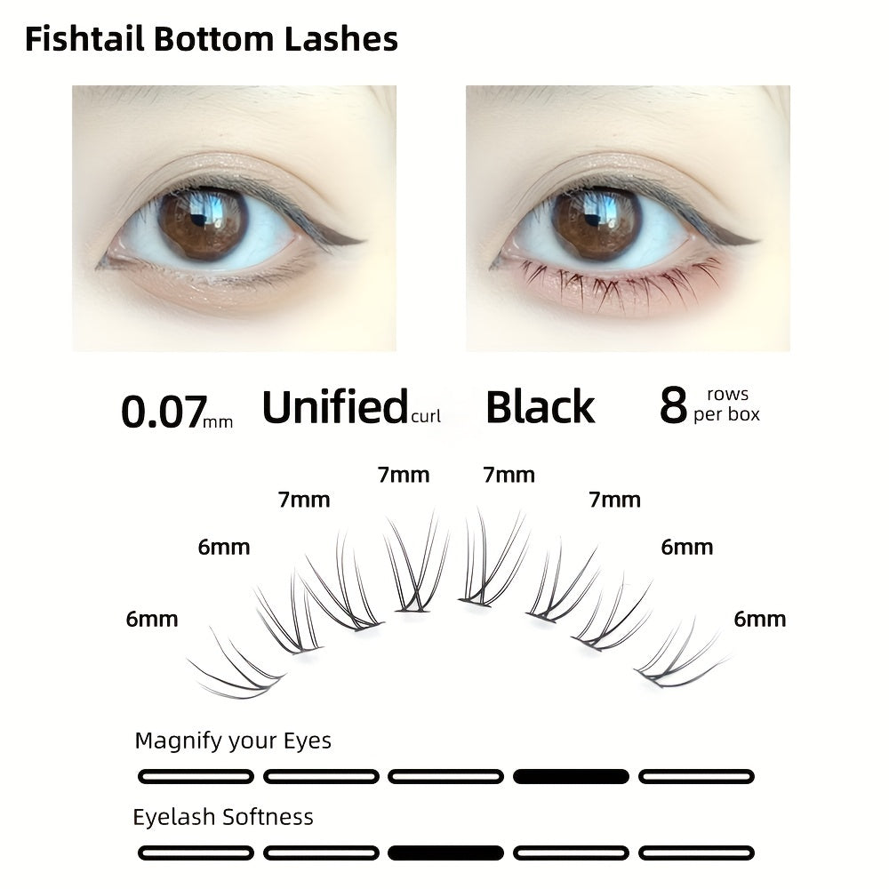 3D Fishtail Bottom Lower Lashes Natural Nude Makeup