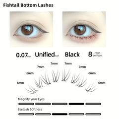 3D Fishtail Bottom Lower Lashes Natural Nude Makeup