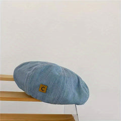 Denim Beret C Label Decor Classic Beret Cap
