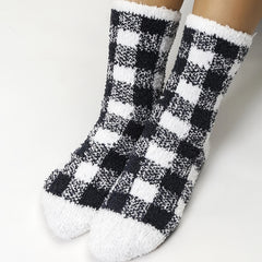 Women's Plaid Slipper Socks Fuzzy Cozy Warm Christmas Stocking