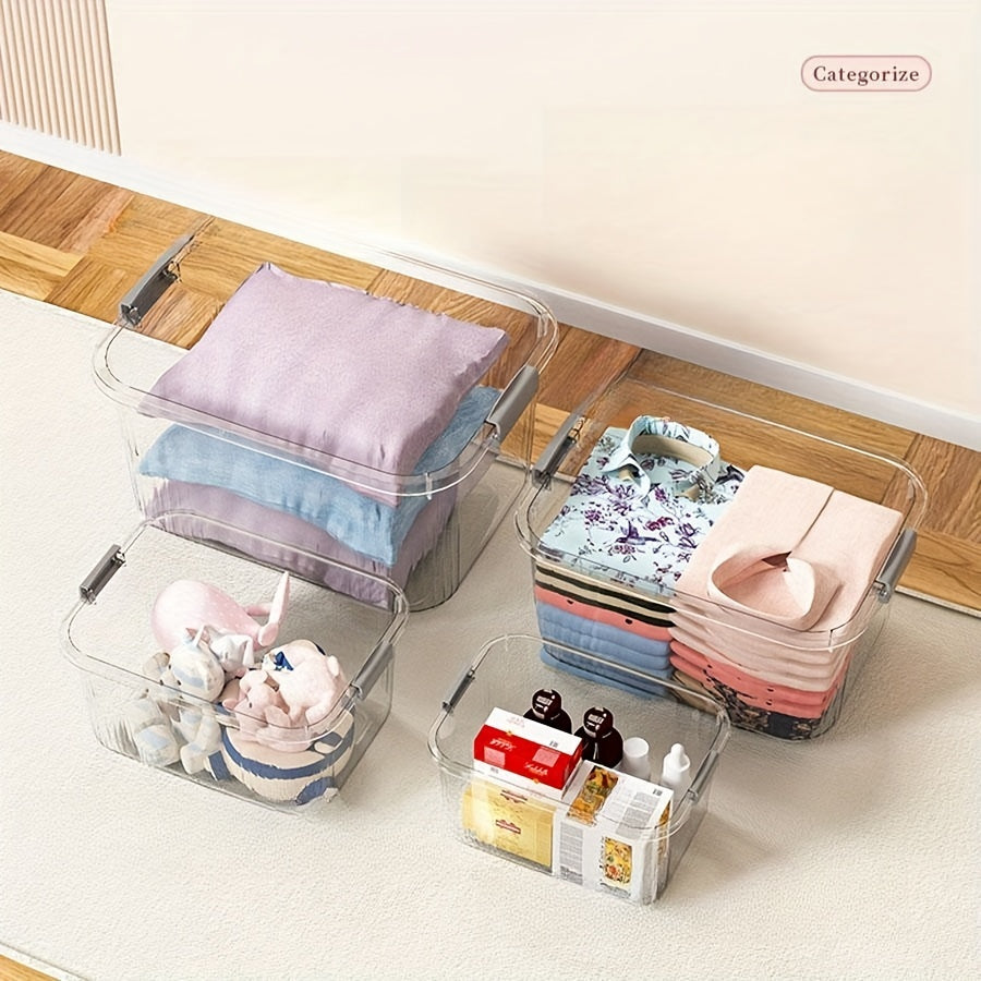 1pc Transparent Storage Box with Lid Home Organization and Storage