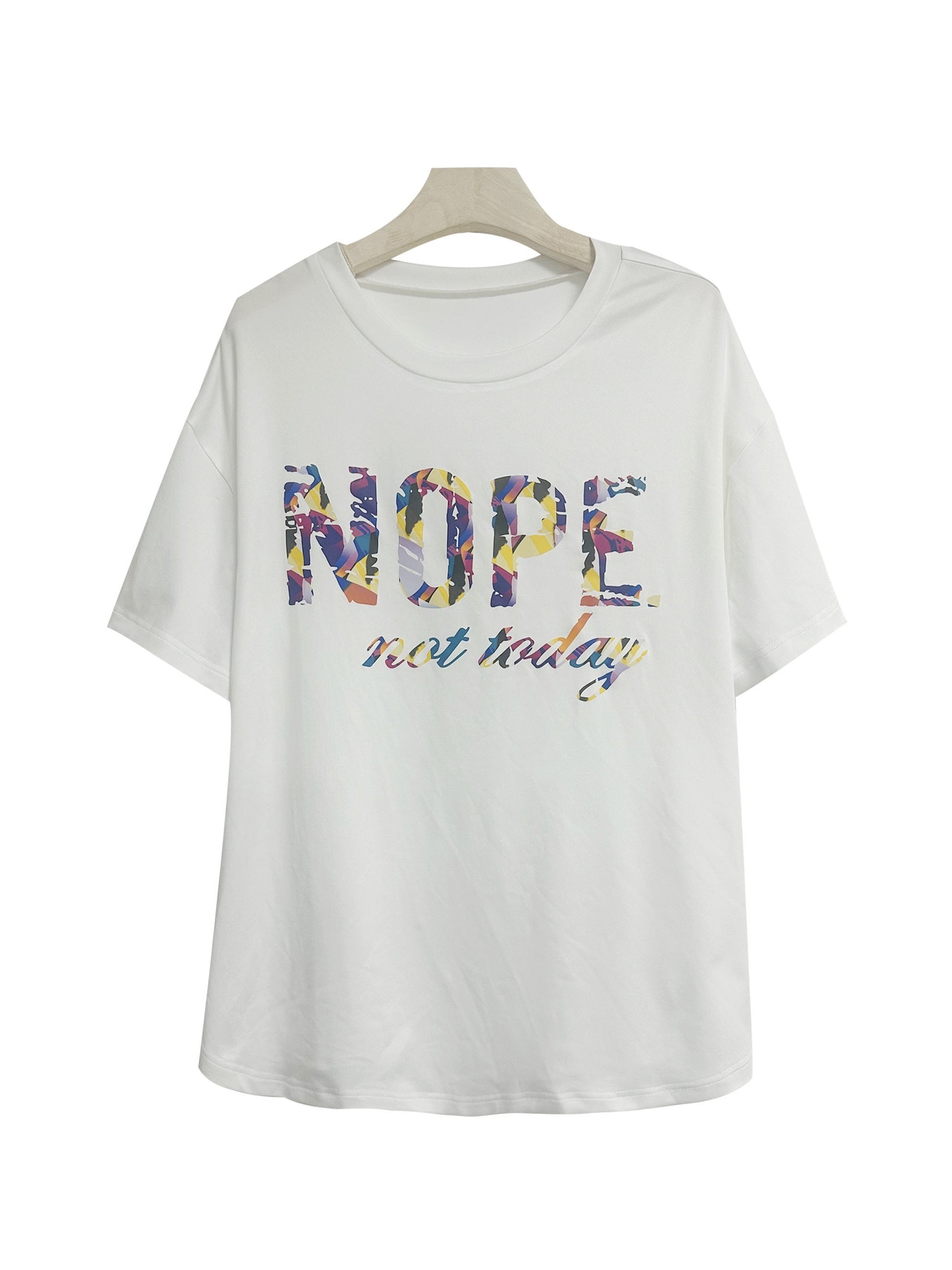 Women's Plus Contrast Letter Tee & Printed Skinny Shorts Two Piece Set