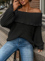 Casual Sweater Women's Solid Off Shoulder Layered Jum