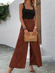 Dalmatian Print Wide Leg Jumpsuit Boho Sleeveless Jumpsuit