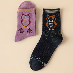 5 Pairs Owl Print Socks Cute & Cozy Women's Stockings & Hosiery