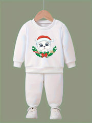 Girls Cartoon Dog Sweatshirt & Sweatpants Set