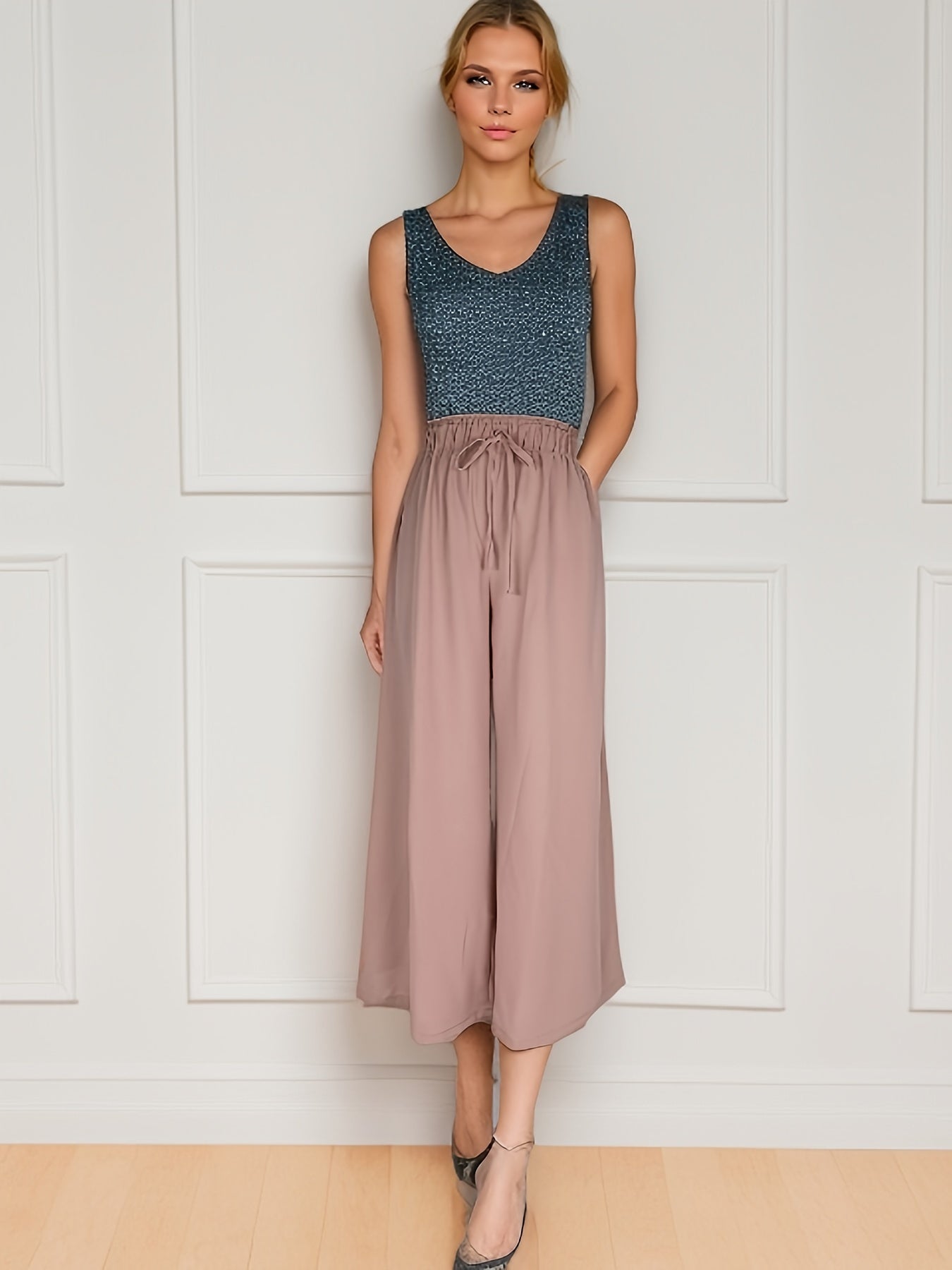 Drawstring Wide Leg Pants High Waist Summer Pants