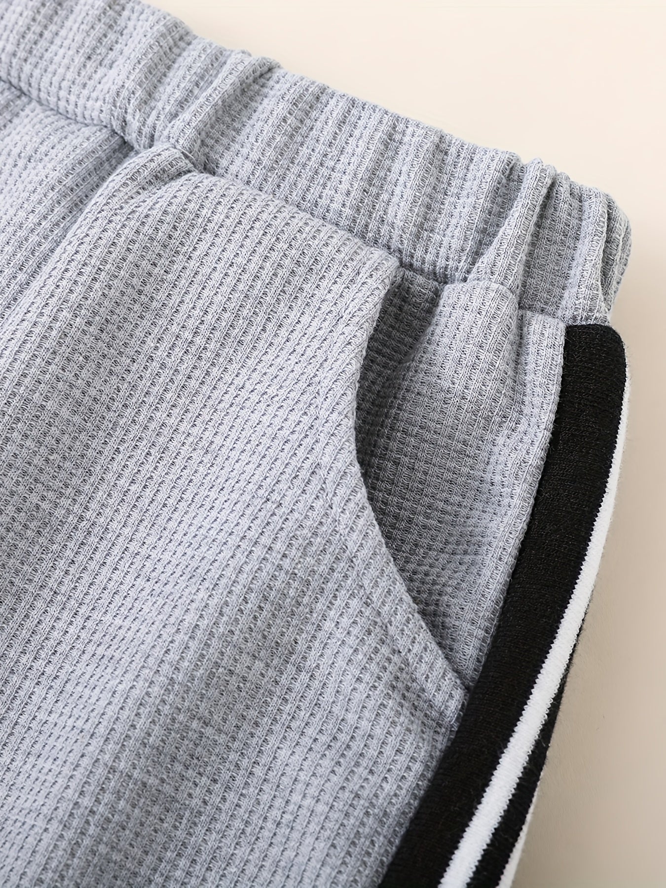 Boys Waffle Hoodie & Pants Set Casual Sports Outfit