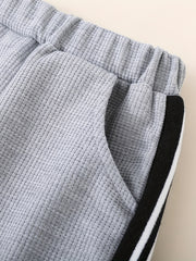 Boys Waffle Hoodie & Pants Set Casual Sports Outfit