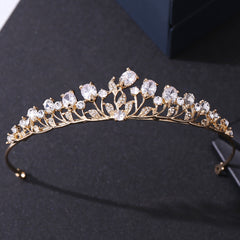 Zircon Golden Crown Hairband Headband Party Decorations Tiara
