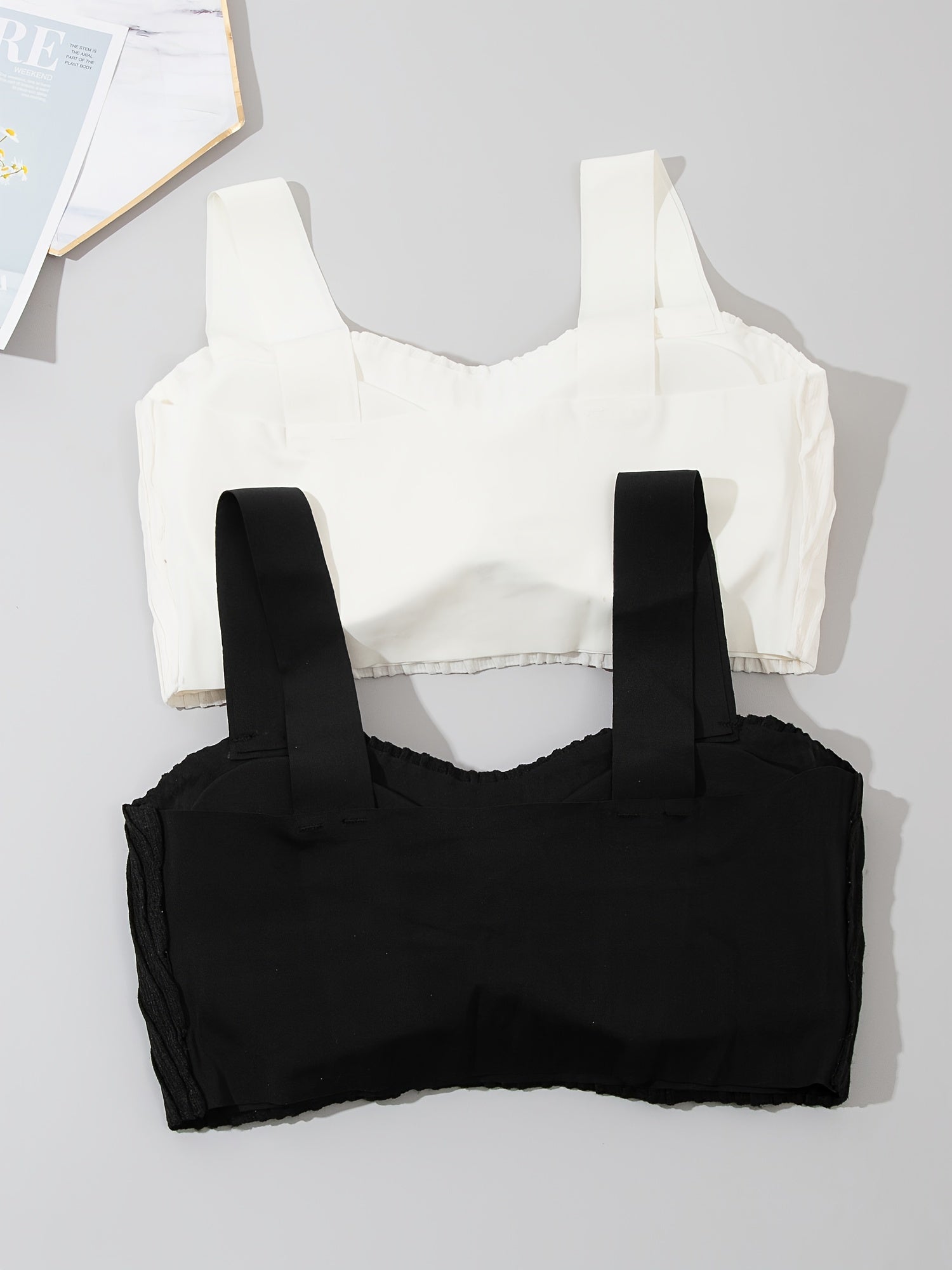 2pcs Wireless Bras Full Coverage Comfortable Solid Textured
