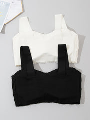 2pcs Wireless Bras Full Coverage Comfortable Solid Textured