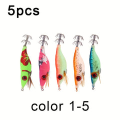 5pcs Luminous Squid Jigs Artificial Squid Hook Jigging Baits